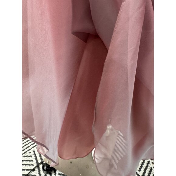 Vintage Marilyn Graham Rose Pink Maxi Dress With Sheer Overlay & Satin Waistband - Picture 8 of 16